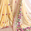 Hand embroidered tussar saree yellow color saree with embroidered blouse piece