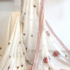 Hand embroidered tussar saree off white color saree with embroidered blouse piece
