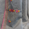 Hand embroidered tussar saree steel grey color saree with embroidered blouse piece
