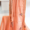 Hand embroidered tussar saree peach pink color saree with embroidered blouse piece