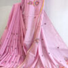 Hand embroidered tussar saree pink color saree with embroidered blouse piece