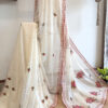 Hand embroidered tussar saree off white color saree with embroidered blouse piece