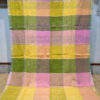 Color block linen cotton saree